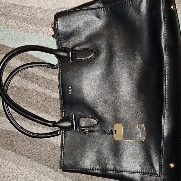 Lauren Ralph Lauren Black Leather Tote - Picture 1 of 5